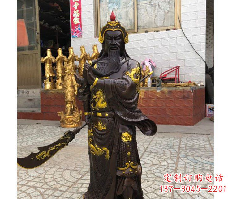 常州铜雕镇宅关公寺庙神像雕塑摆件 (2)