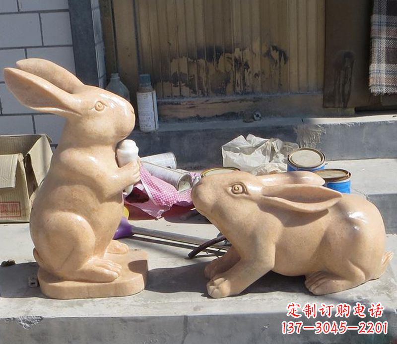 常州兔子石雕公园动物摆件