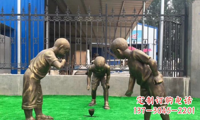 常州玩陀螺儿童铜雕