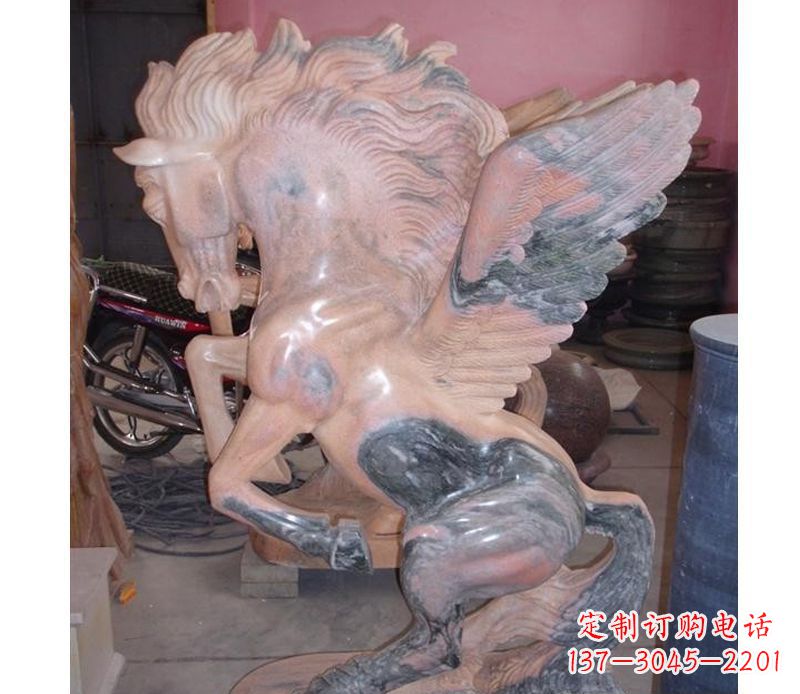 常州晚霞红奔马石雕