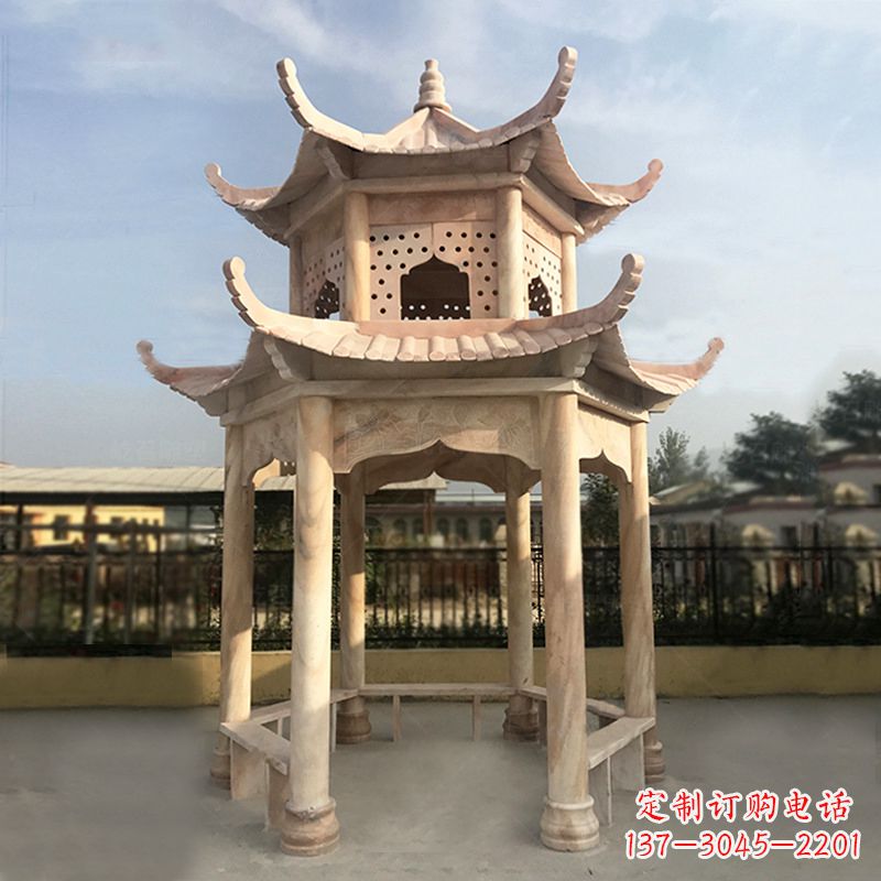 常州晚霞红大理石凉亭雕塑