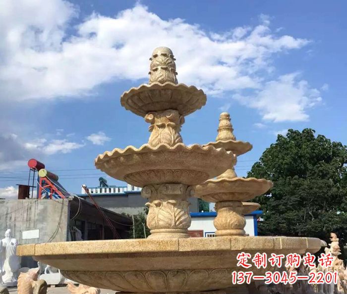 常州晚霞红多层喷泉石雕