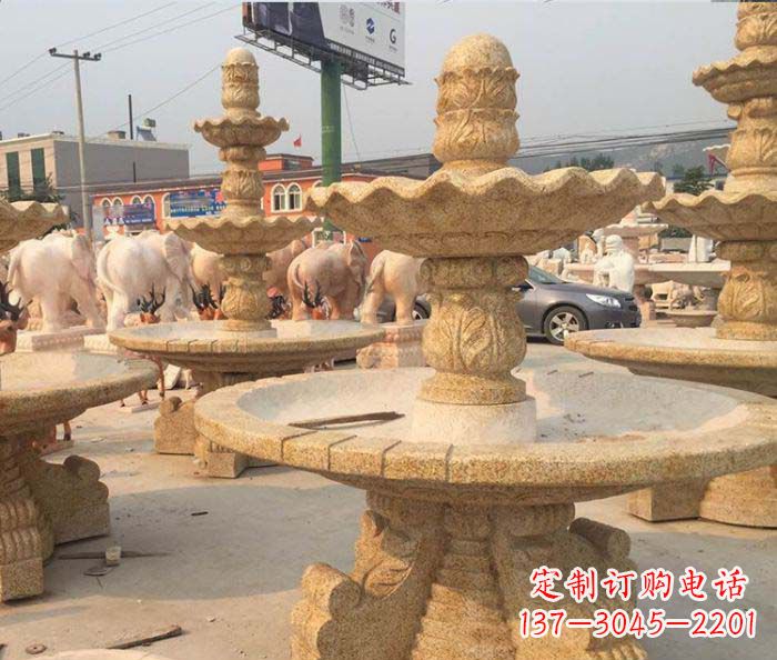 常州晚霞红多层大型石雕喷泉