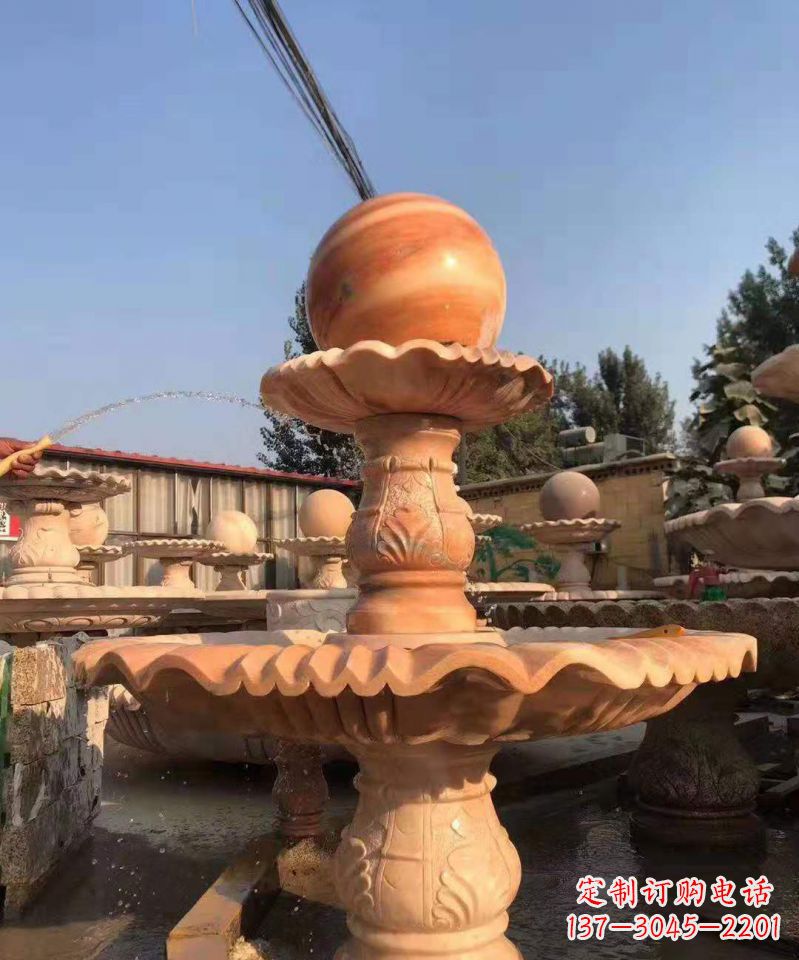 常州晚霞红风水球雕塑别墅庭院景观雕塑