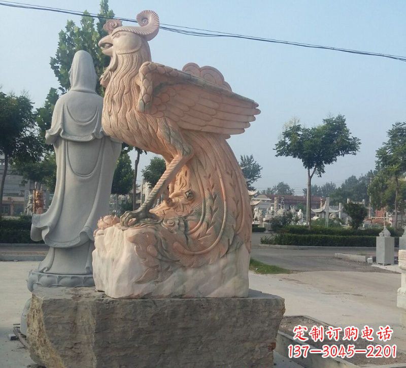 常州晚霞红凤凰石雕