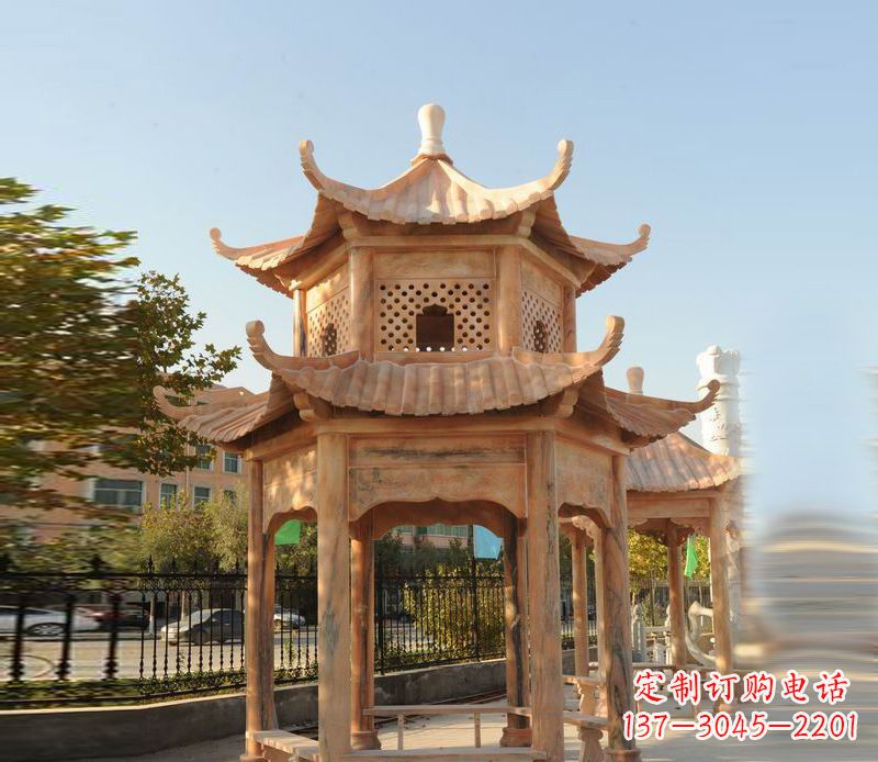 常州晚霞红景区休息凉亭