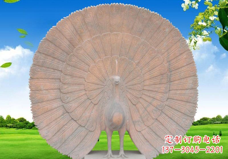 常州晚霞红开屏孔雀雕塑