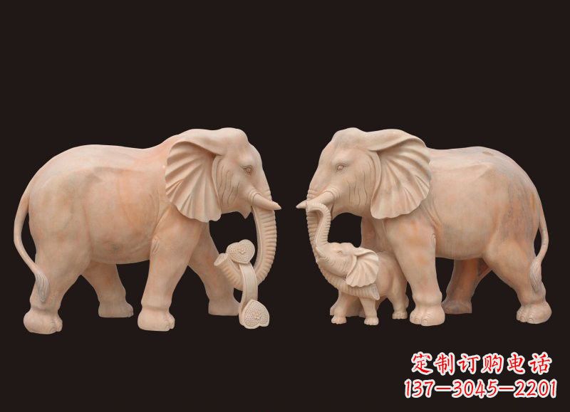 常州晚霞红母子大象雕塑