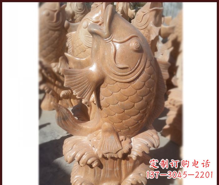常州晚霞红喷水鲤鱼石雕 (3)