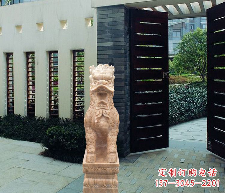 常州晚霞红瑞兽麒麟雕塑