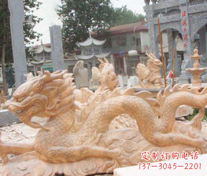 常州晚霞红生肖龙石雕