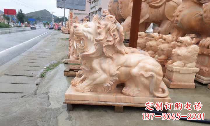 常州晚霞红狮子雕塑