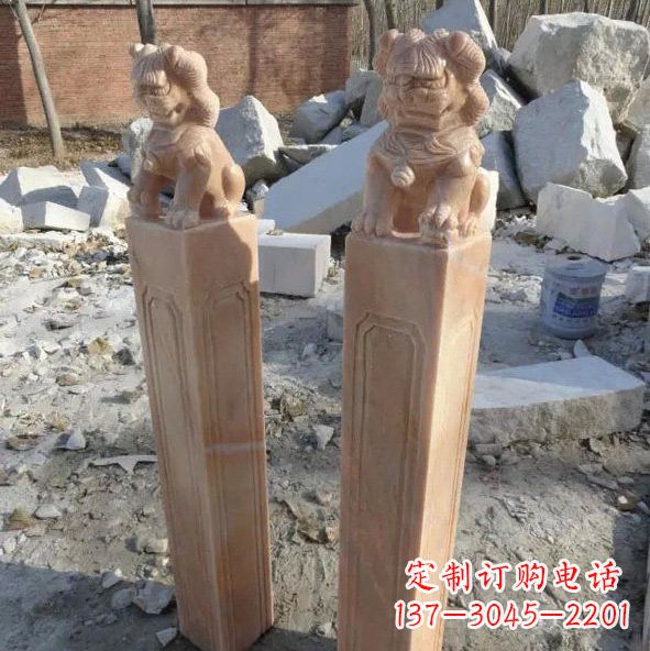 常州晚霞红狮子拴马桩