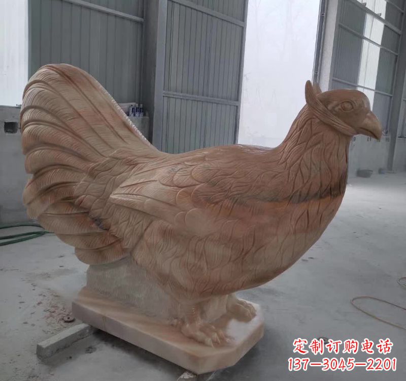 常州晚霞红石雕母鸡