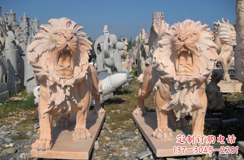 常州晚霞红西洋狮子雕塑