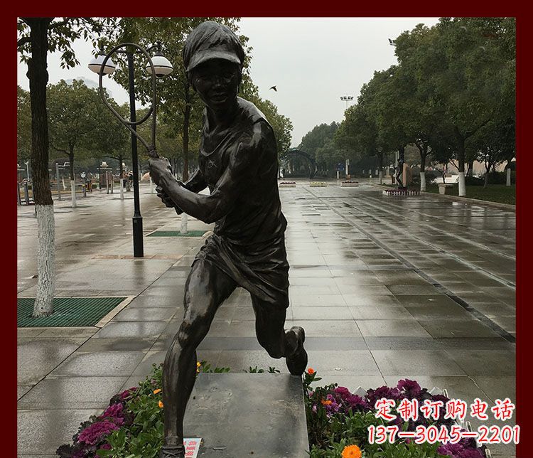 常州网球运动人物铜雕
