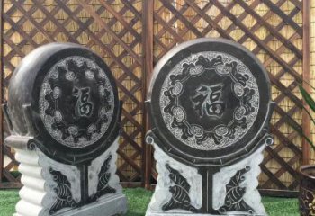 常州青石仿古福字抱鼓雕塑，让您的家园更加美观