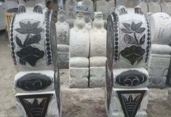 常州中领雕塑推出的青石荷花浮雕门墩雕塑，使用…