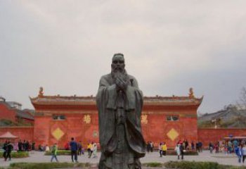 常州传统文化艺术品，青铜孔子行教人物雕塑