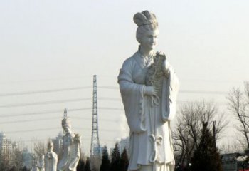 常州十二花神汉白玉古风美女石雕像