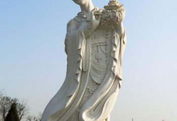 常州古典美女雕塑——十二花神之四月牡丹杨玉环汉白玉