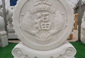 常州装饰福字图案的雕塑石门墩