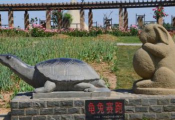 常州欣赏精美动物雕塑：石雕龟兔赛跑