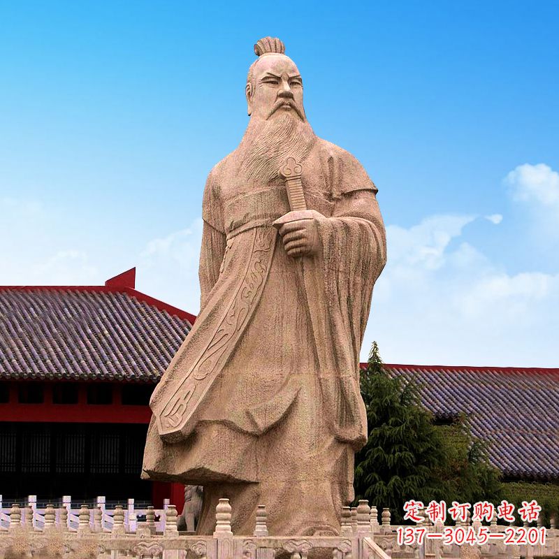常州魏武帝曹操砂岩石雕塑像