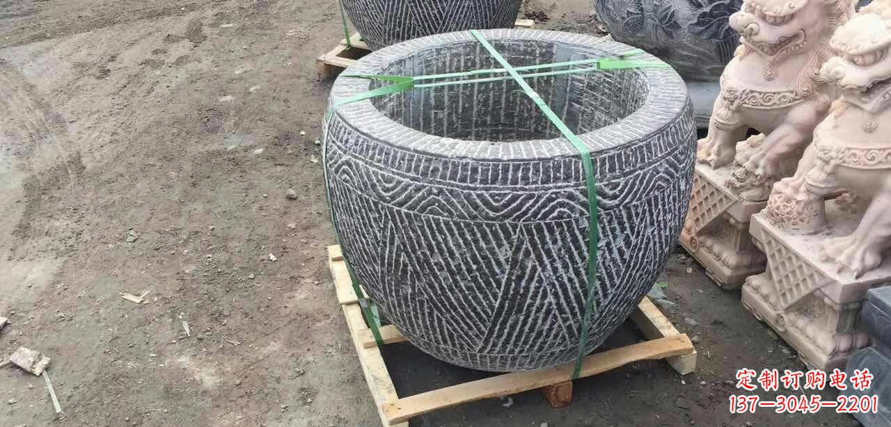 常州纹理石浮雕水缸