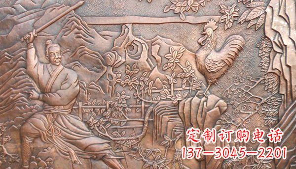 常州闻鸡起舞黄铜壁画铜浮雕