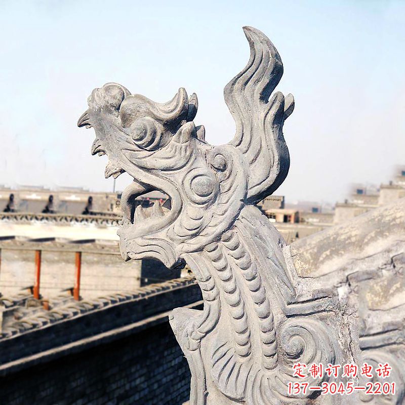 常州屋脊鸱尾螭吻雕塑-古建装饰神兽动物雕塑