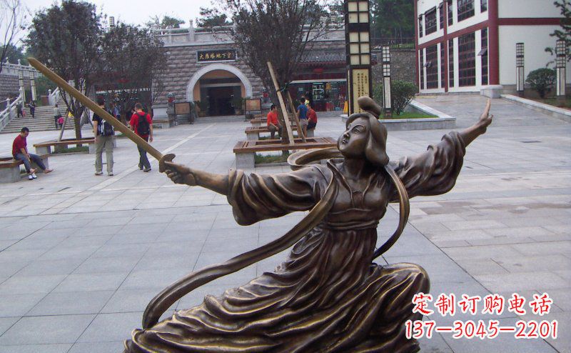常州舞剑的古代美女古代人物铜雕