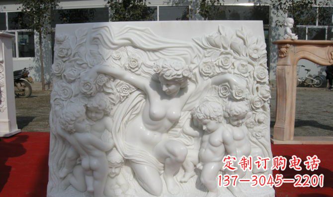 常州西方女人与孩子汉白玉浮雕