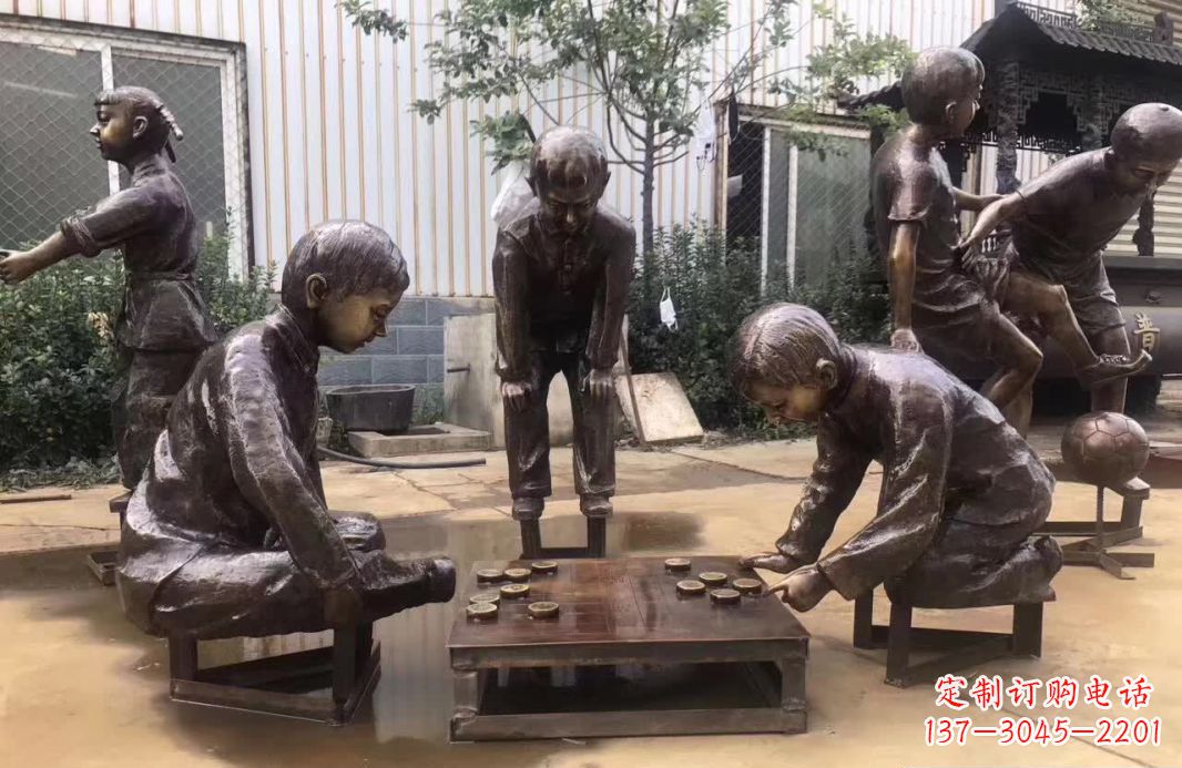 常州下象棋儿童铜雕