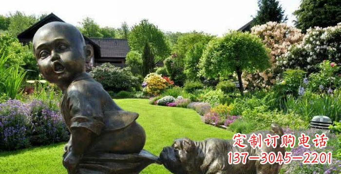 常州小狗叼小孩裤子童趣铜雕