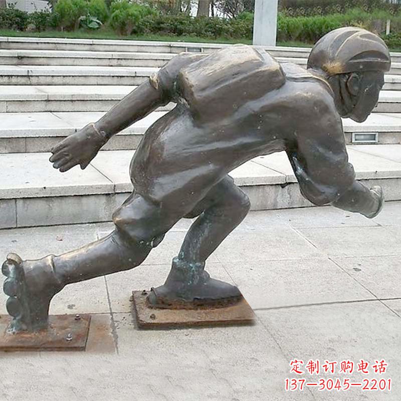 常州小孩滑旱冰广场人物运动雕塑