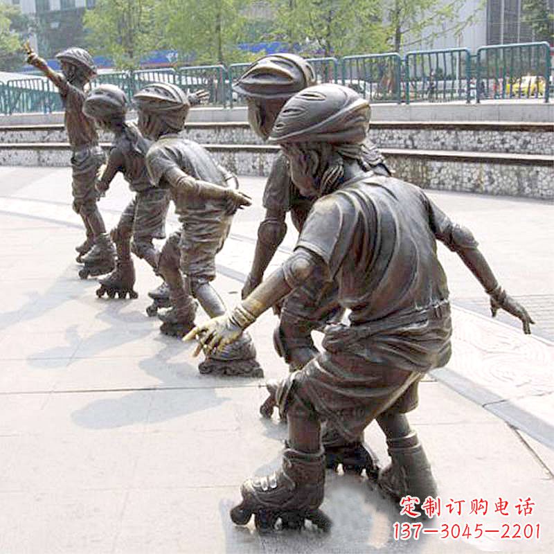 常州小孩滑旱冰广场运动主题雕塑