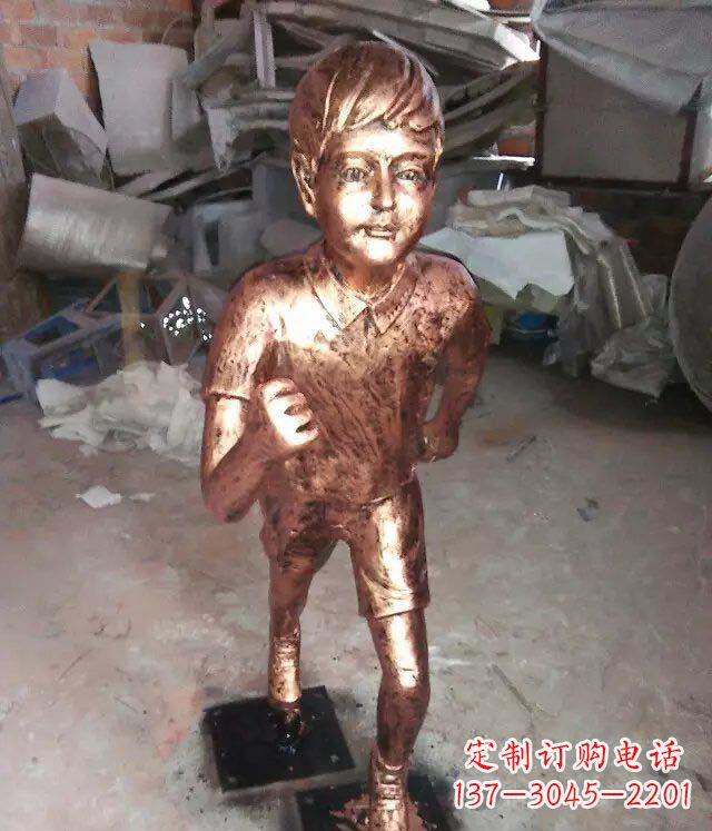常州小孩跑步公园人物铜雕