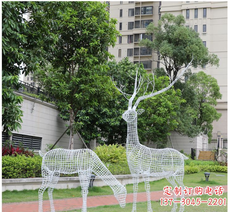 常州小区不锈钢镂空梅花鹿鹿雕塑