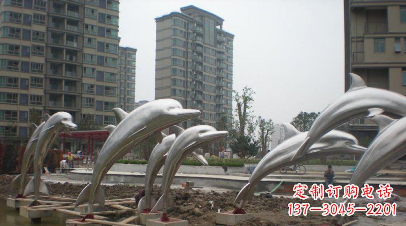 常州小区不锈钢跳跃海豚雕塑