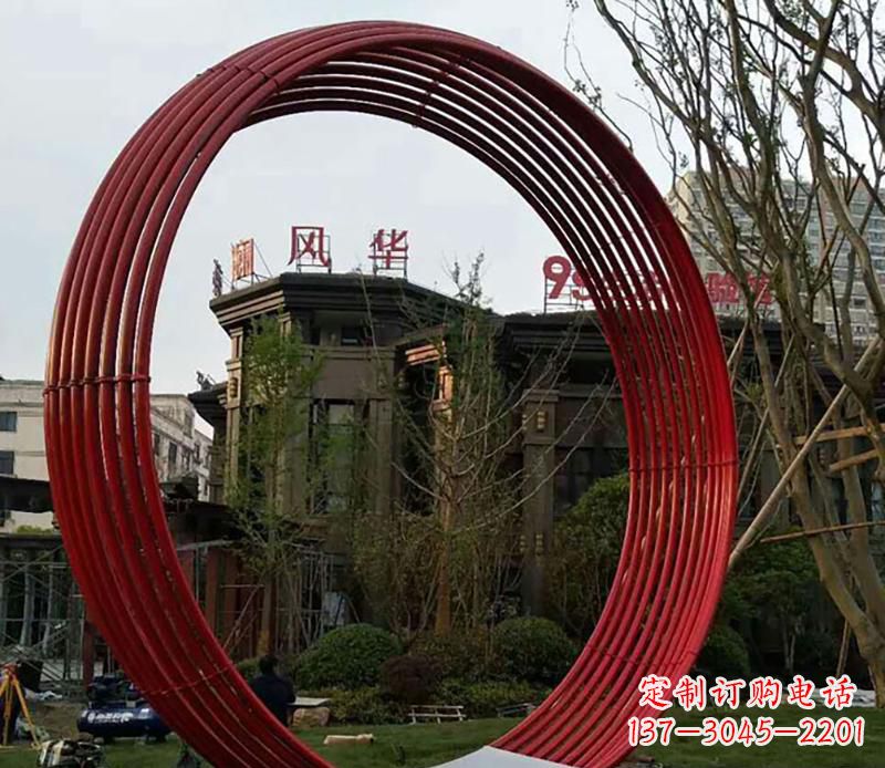 常州小区不锈钢圆环景观雕塑