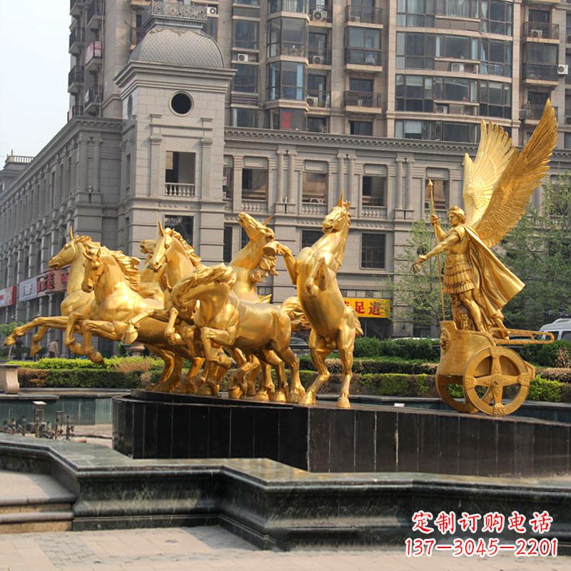 常州小区大门阿波罗战车鎏金景观铜雕