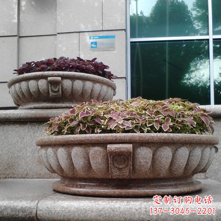 常州小区花岗岩石雕花盆