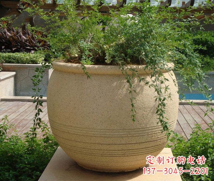 常州小区景观大理石花盆石雕 (2)