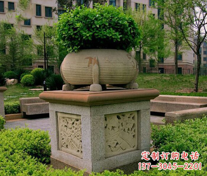 常州小区景观大理石花盆石雕 (3)