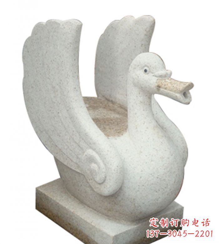 常州小区景观大理石天鹅喷泉石雕 (2)