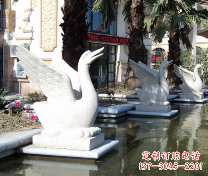 常州小区景观大理石天鹅喷泉石雕