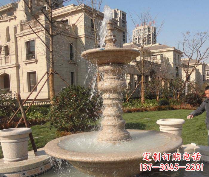 常州小区景观多层喷泉石雕 (2)