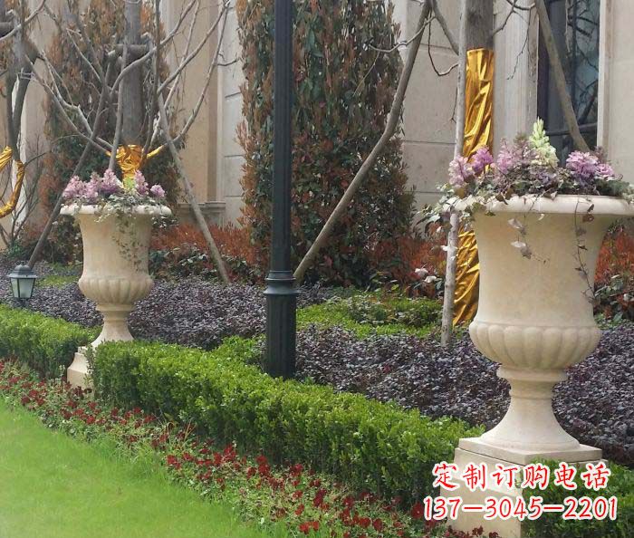 常州小区景观汉白玉花盆石雕