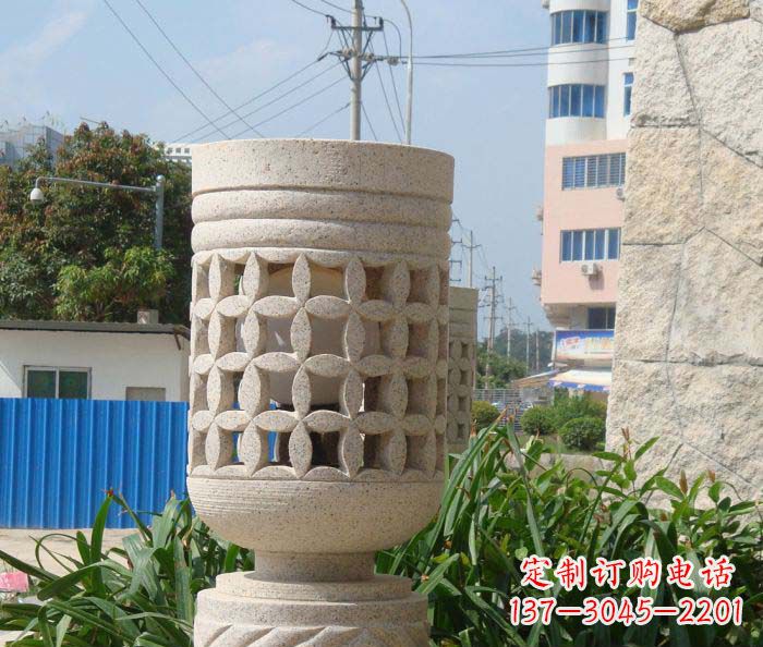 常州小区景观镂空石灯石雕